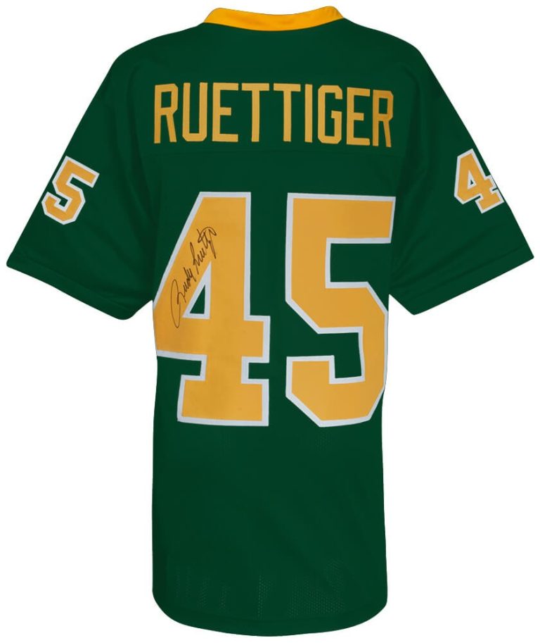 Rudy Ruettiger Signed Green Throwback Custom Football Jersey - (SCHWARTZ COA)