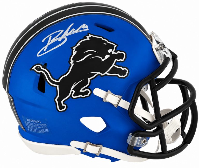 Blake Miller Signed Lions 2024 Alt Blue Riddell Speed Mini Helmet (SCHWARTZ COA)