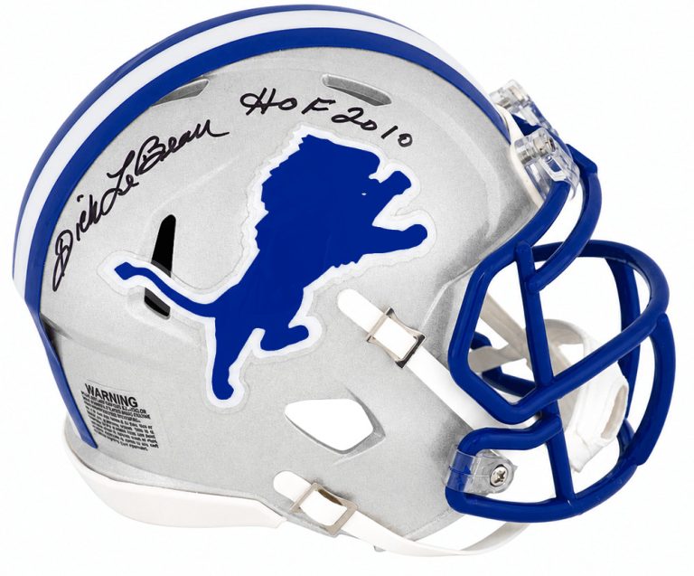 Dick LeBeau Signed Lions T/B Riddell Speed Mini Helmet w/HOF 2010 (SCHWARTZ COA)