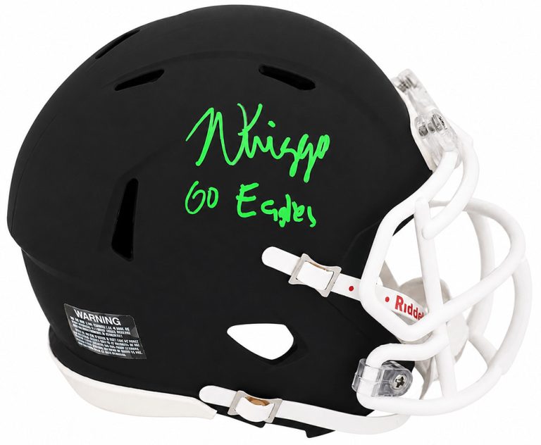Noah Knigga Signed Black Riddell Black Speed Mini Helmet w/Go Eagles - (SS COA)