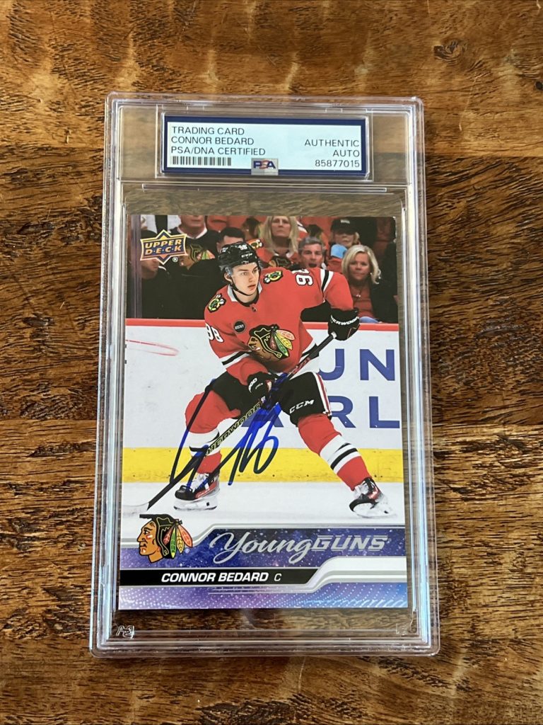 Connor Bedard IP Signed UD Jumbo Young Guns Card PSA DNA Slab Blackhawks Auto