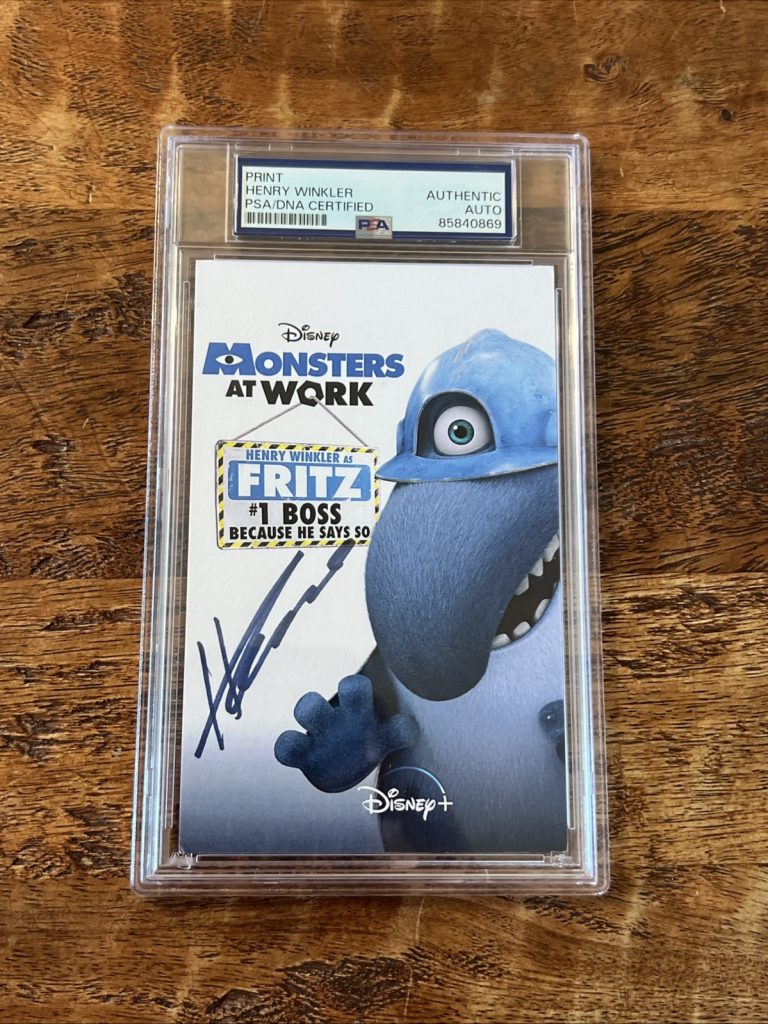 Henry Winkler Signed Monsters At Work Print PSA DNA Slabbed Autographed Fritz