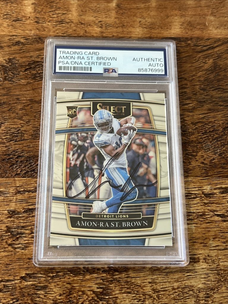 Amon-Ra St. Brown IP Signed Select Rookie Card PSA DNA Slab Lions Autographed