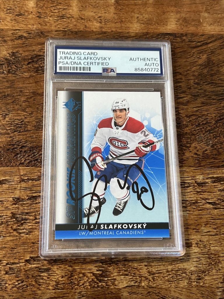 Juraj Slafkovsky IP Signed SP Authentic Rookie Card PSA DNA Slab Canadiens Auto