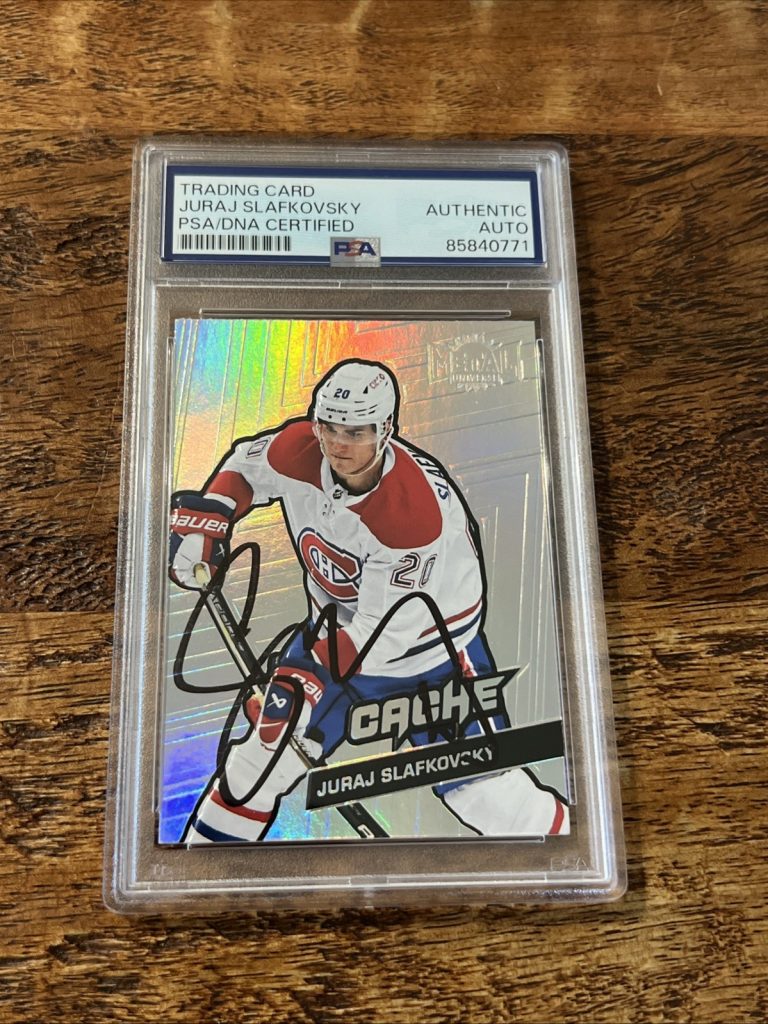 Juraj Slafkovsky IP Signed Skybox Metal Rookie Card PSA DNA Slab Canadiens Auto