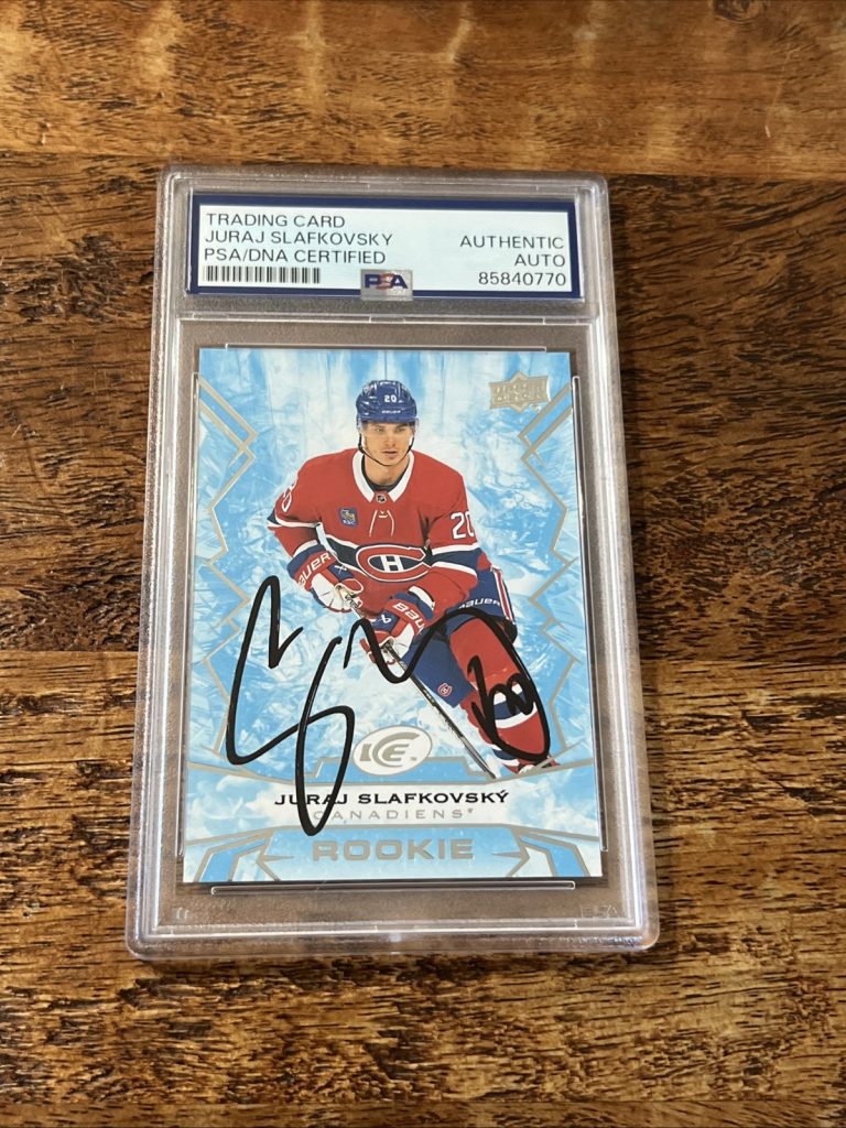 Juraj Slafkovsky IP Signed Upper Deck Ice RC Card PSA DNA Slab Canadiens Auto