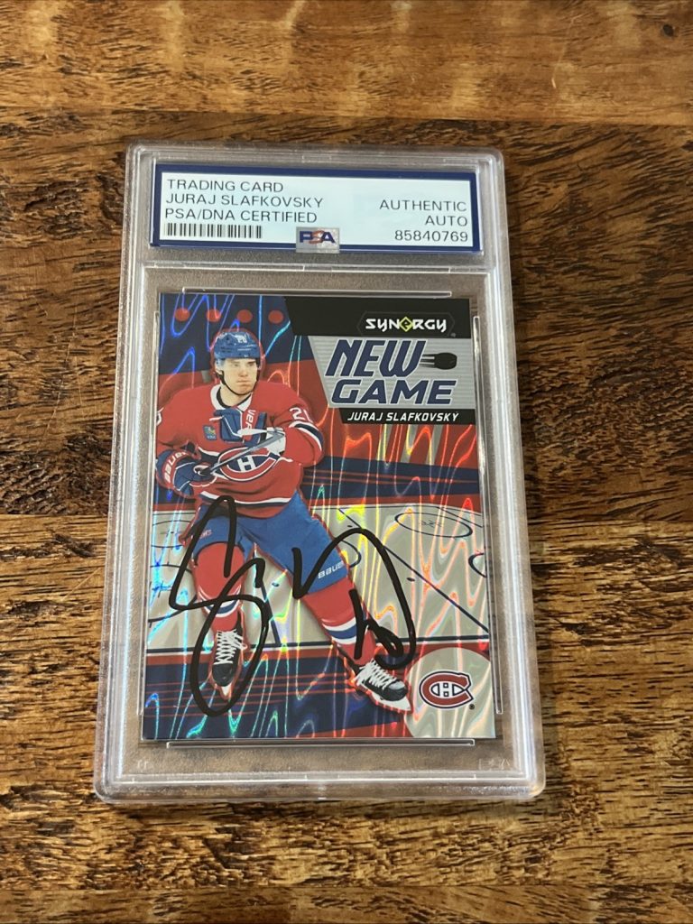 Juraj Slafkovsky IP Signed UD Synergy Rookie Card PSA DNA Slab Canadiens Auto