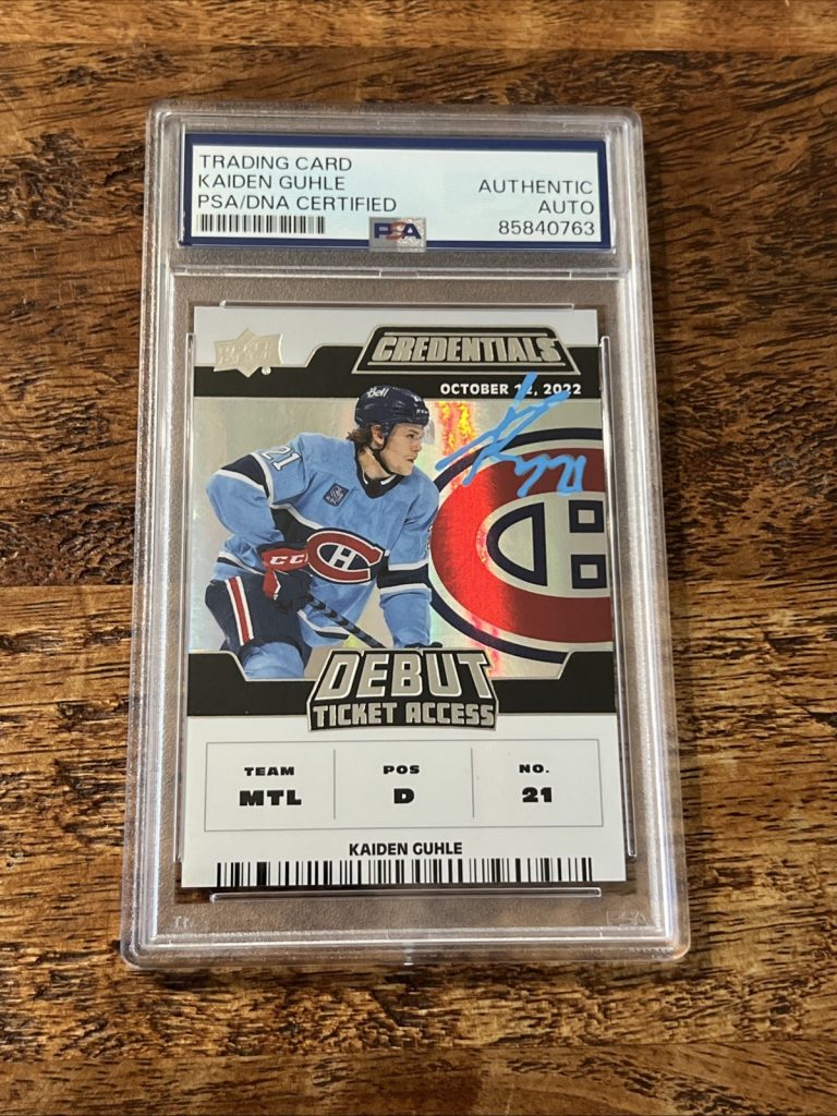 Kaiden Guhle IP Signed UD Credentials RC Card PSA DNA Coa Slab Canadiens Auto