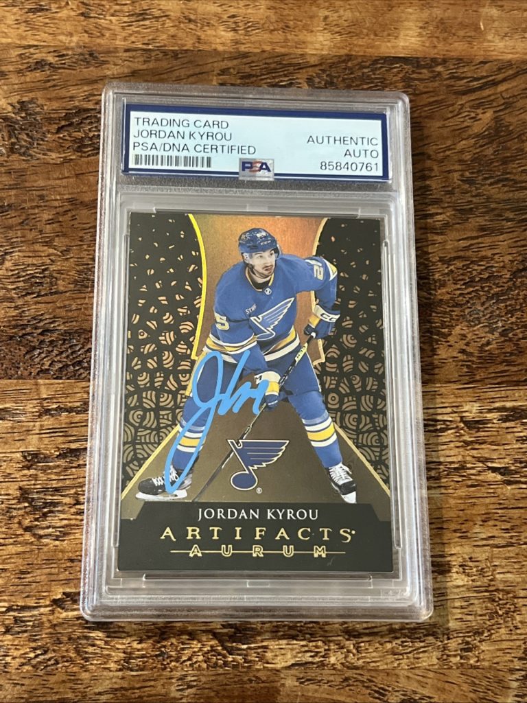 Jordan Kyrou IP Signed UD Artifacts Aurum Card PSA DNA Slab Blues Autographed