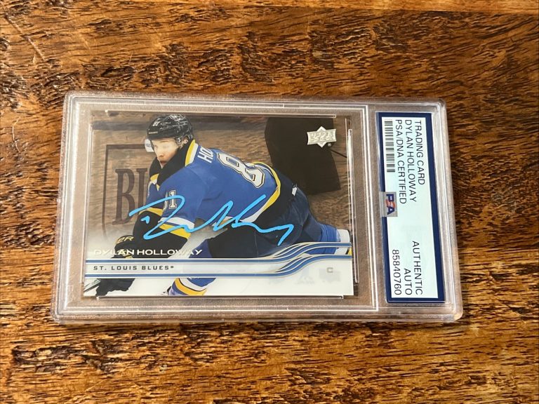 Dylan Holloway IP Signed UD Clear Cut Card PSA DNA Coa Slab Blues Autographed