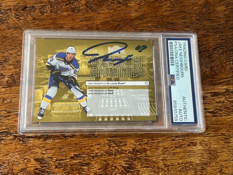 Jake Neighbours IP Signed Gold Skybox Metal Card PSA DNA Slab Blues Autographed