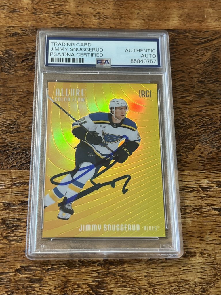 Jimmy Snuggerud IP Signed UD Allure RC Card PSA DNA Coa Slab Blues Autographed