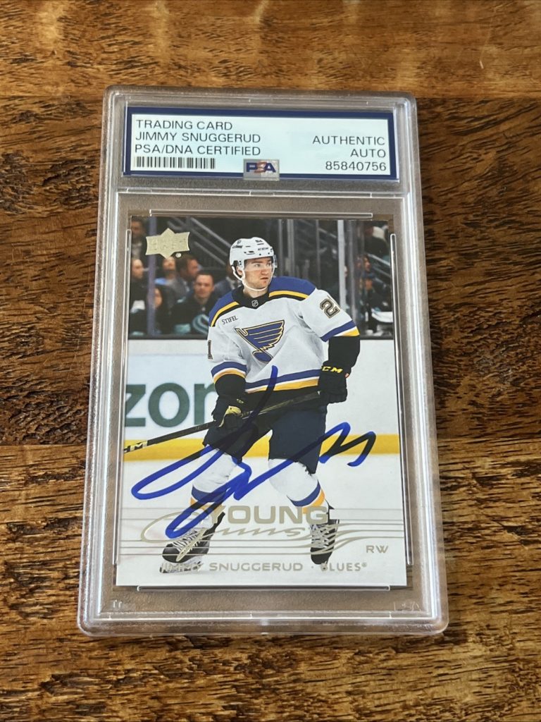 Jimmy Snuggerud IP Signed UD Young Guns Card PSA DNA Coa Slab Blues Autographed