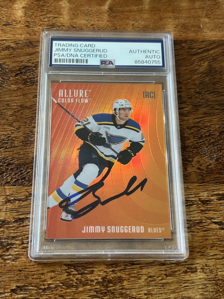 Jimmy Snuggerud IP Signed UD Allure RC Card PSA DNA Coa Slab Blues Autographed