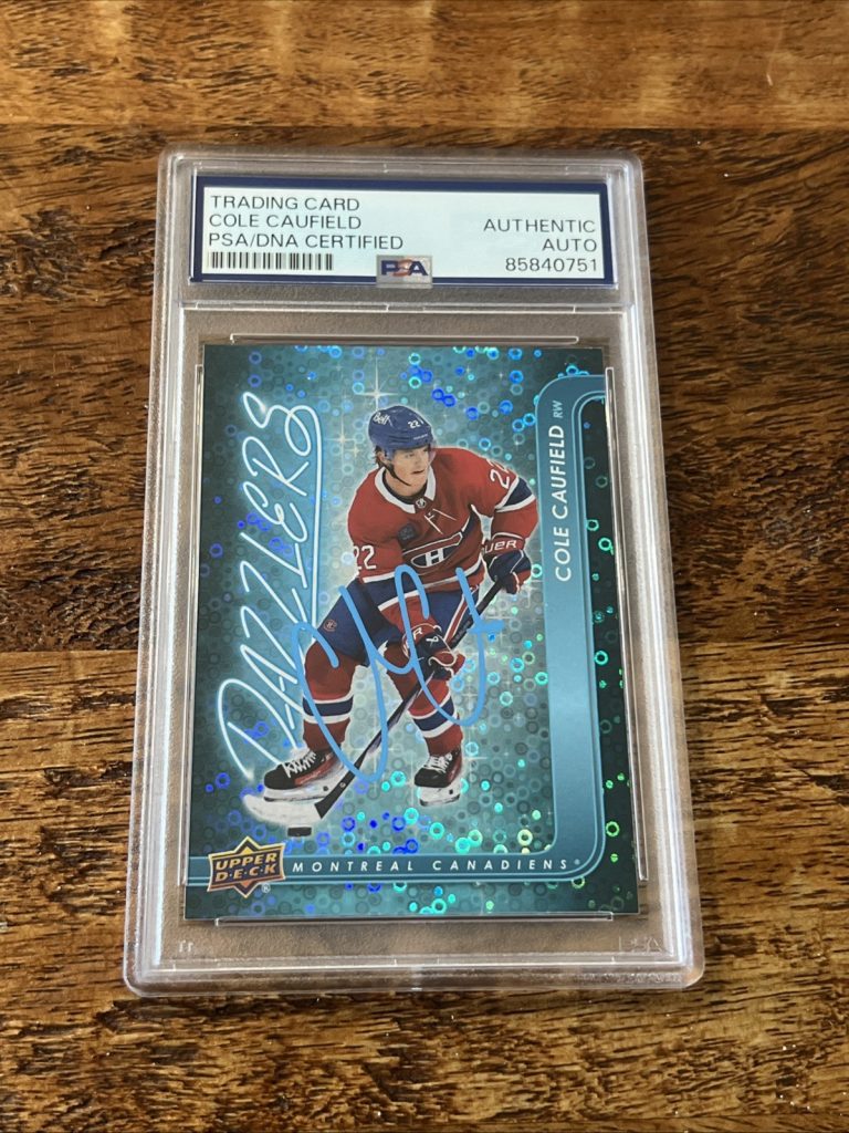 Cole Caufield IP Signed UD Dazzlers Card PSA DNA Coa Slab Canadiens Autographed