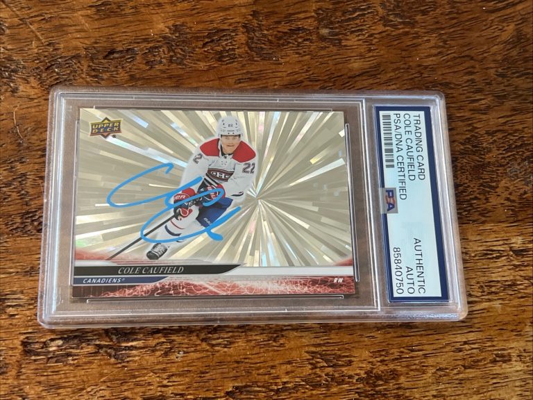 Cole Caufield IP Signed UD Silver Outburst Card PSA DNA Slab Canadiens Auto