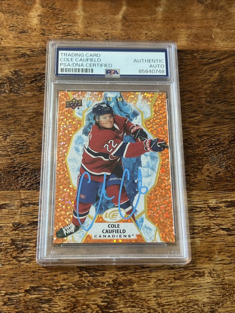 Cole Caufield IP Signed UD Ice Rookie Card PSA DNA Slab Canadiens Autographed