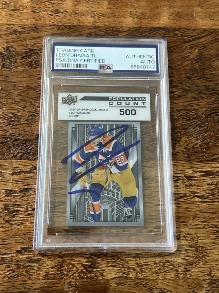 Leon Draisaitl Signed UD Population Count Card PSA DNA Slab Autographed Oilers