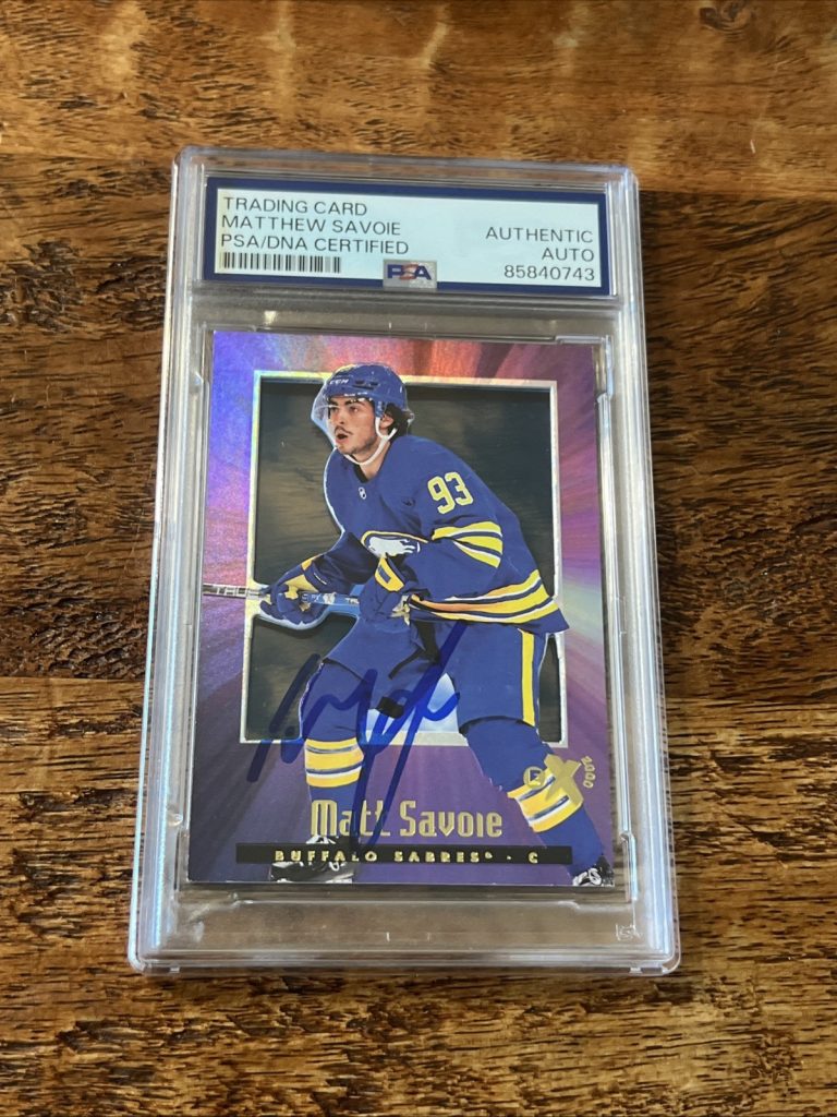Matthew Savoie IP Signed Skybox E-X 2000 RC Card PSA DNA Slab Sabres Autographed