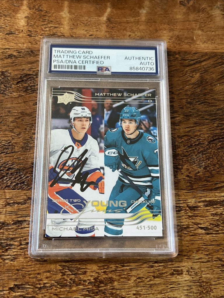 Matthew Schaefer IP Signed UD Young Guns Card Psa Dna Coa Slab Islanders Auto