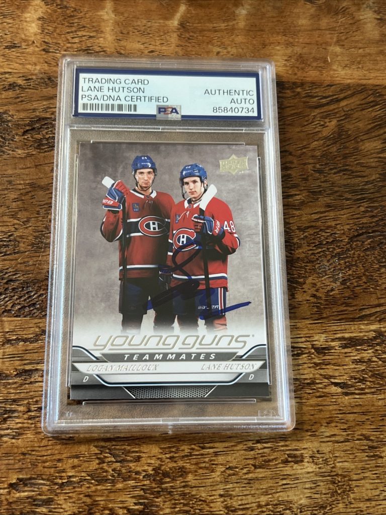 Lane Hutson IP Signed UD Young Guns Card PSA DNA Coa Slab Canadiens Autographed