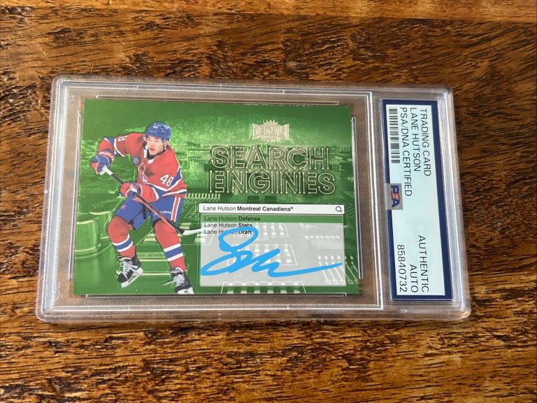 Lane Hutson IP Signed Skybox Metal RC Card PSA DNA Slab Canadiens Autographed