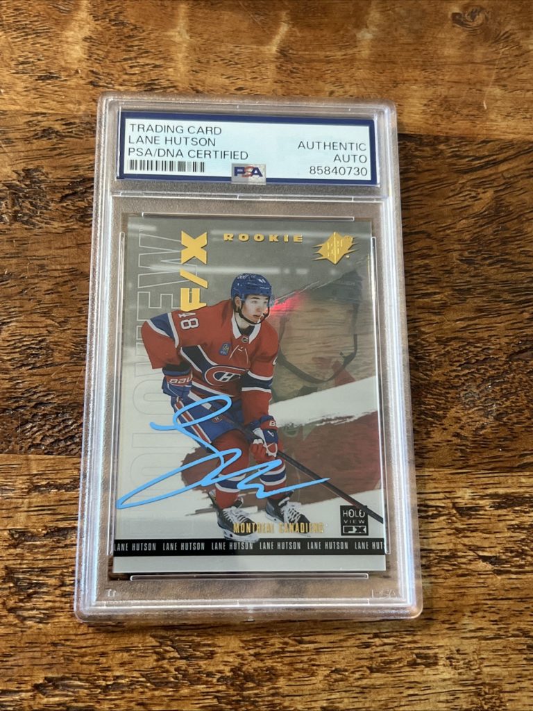 Lane Hutson IP Signed UD SPx Rookie Card PSA DNA Coa Slab Canadiens Autographed
