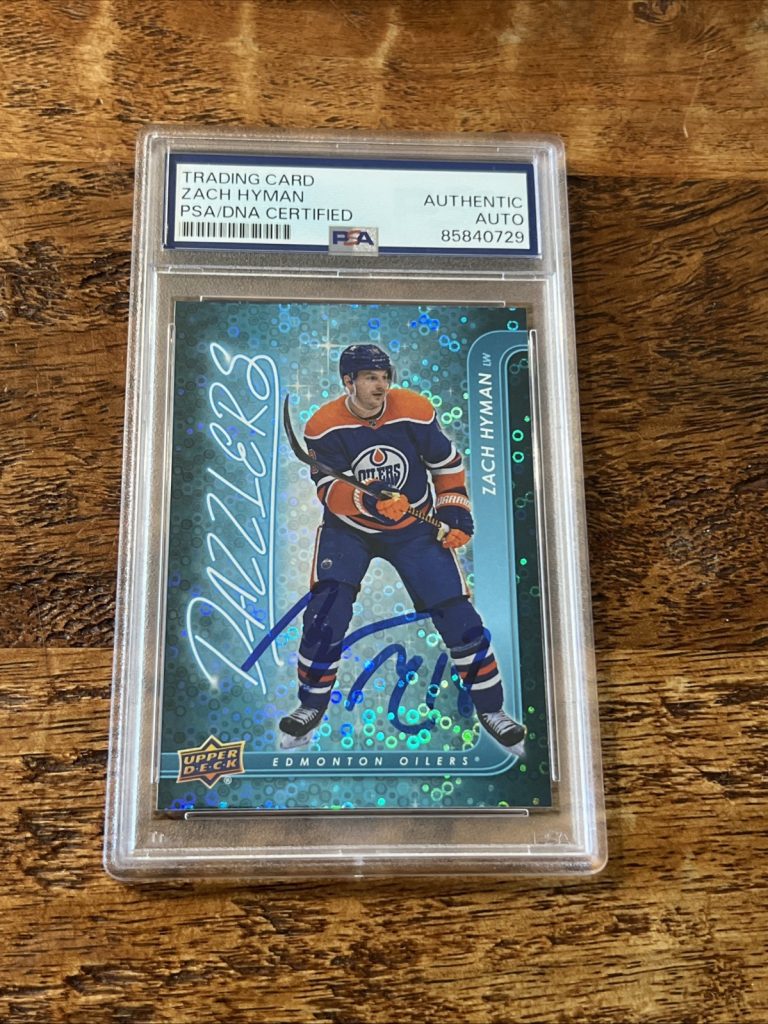 Zach Hyman IP Signed UD Dazzlers Card PSA DNA Coa Slab Oilers Autographed