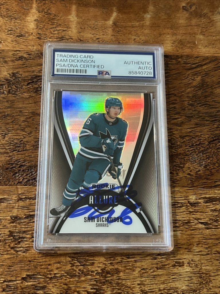 Sam Dickinson IP Signed UD Allure Rookie Card Psa Dna Slab Sharks Autographed