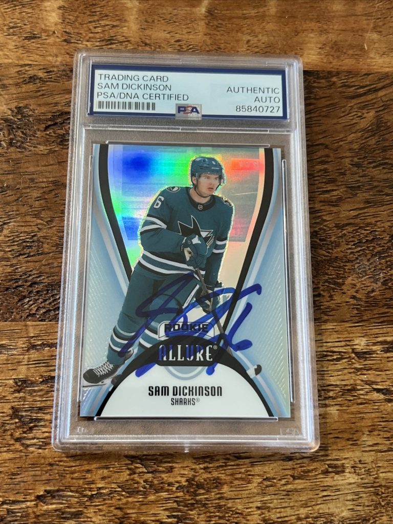 Sam Dickinson IP Signed UD Allure Rookie Card Psa Dna Slab Sharks Autographed