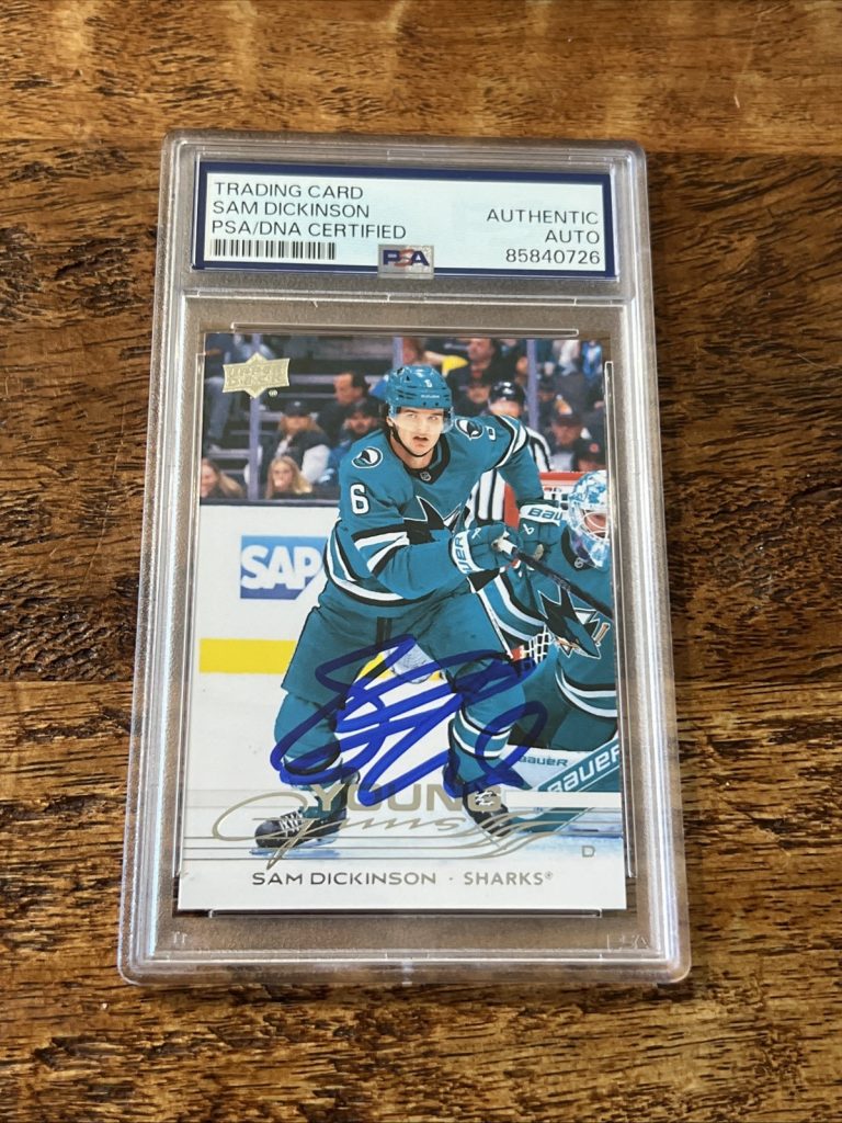 Sam Dickinson IP Signed UD Young Guns Card Psa Dna Slab Sharks Autographed
