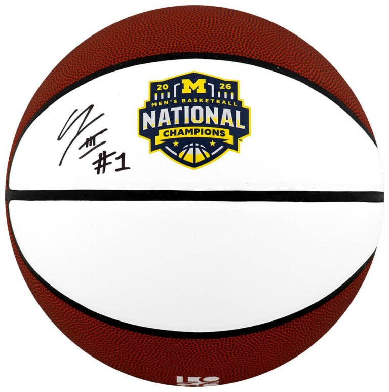 Trey McKenney Signed Michigan 2026 National Champs White Logo Basketball -SS COA