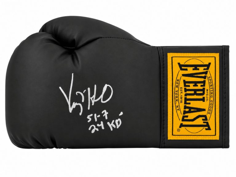 Virgil Hill Signed Everlast Black Full Size Boxing Glove w/51-7, 24 Kos (SS COA)