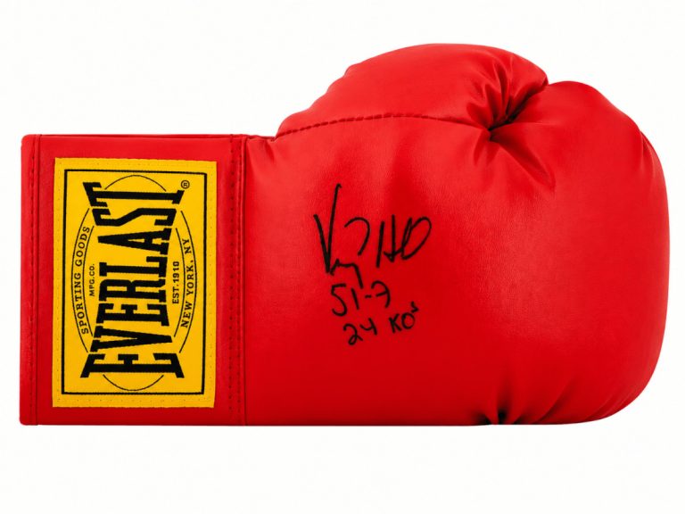 Virgil Hill Signed Everlast Red Full Size Boxing Glove w/51-7, 24 KOs - (SS COA)