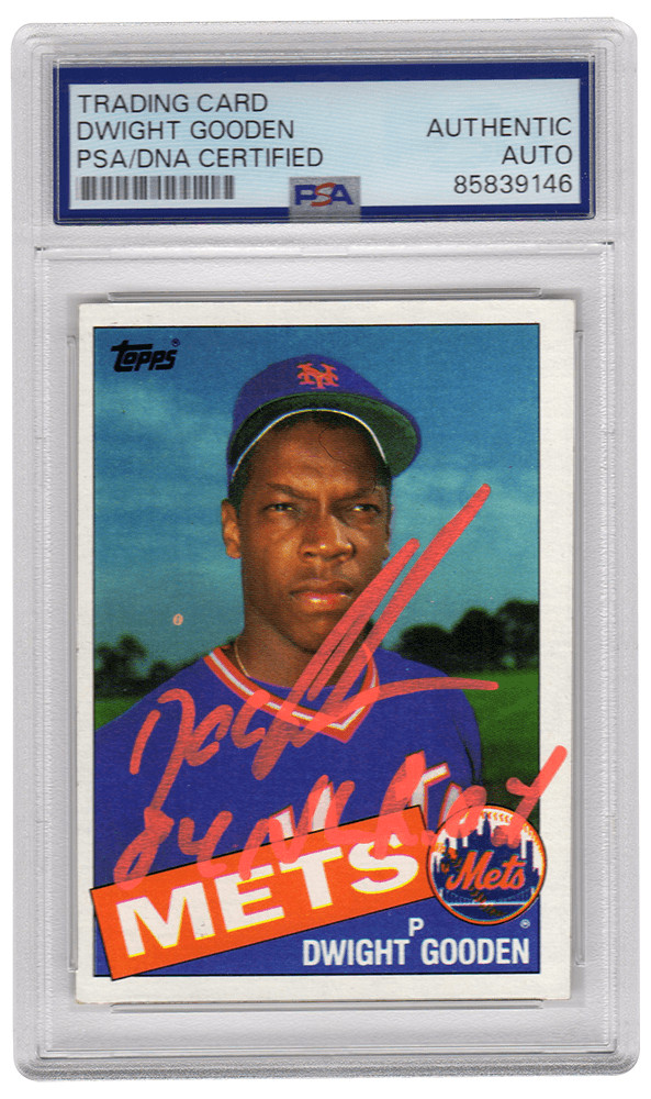 Dwight Gooden Signed Mets 1985 Topps Rookie Baseball Card #620 w/84 NL ROY (I...