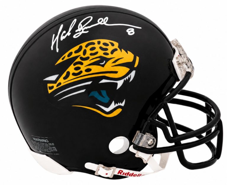 Mark Brunell Signed Jaguars (VSR4) Riddell Mini Helmet (In White) (SCHWARTZ COA)