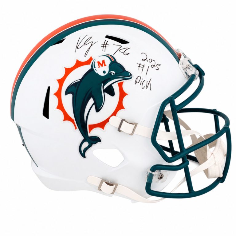 Kenneth Grant Signed Dolphins (1997-2012) Riddell F/S Rep Helmet w/Pick (SS COA)