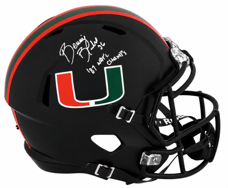 Bennie Blades Signed Miami Black Riddell F/S Replica Helmet w/Champs - (SS COA)