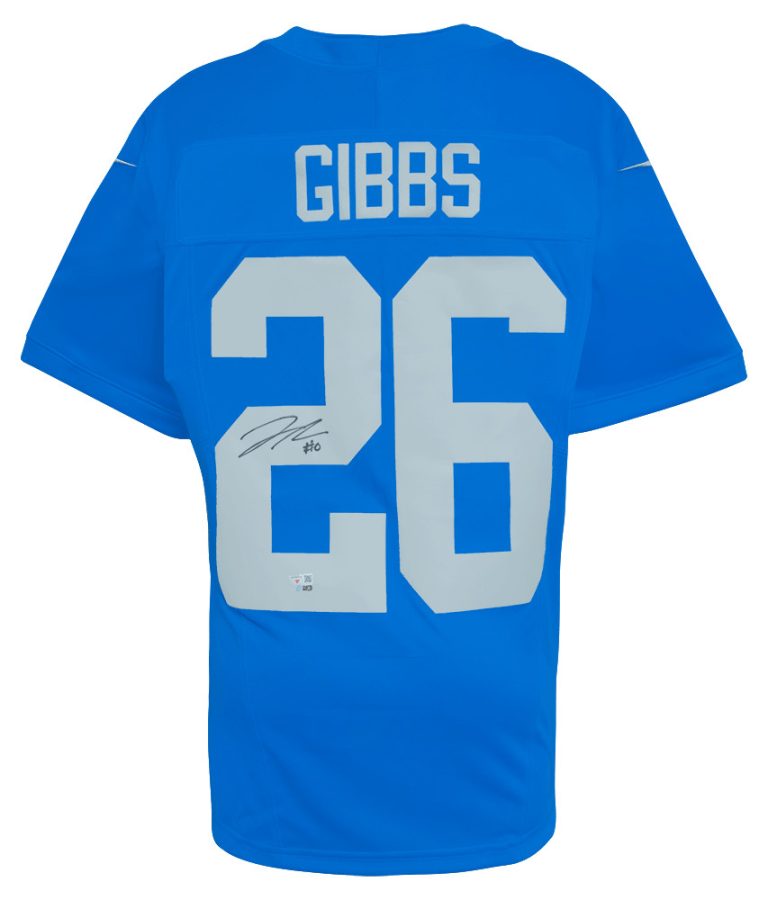 Jahmyr Gibbs Signed Lions Blue Nike Replica Football Jersey - (FANATICS COA)
