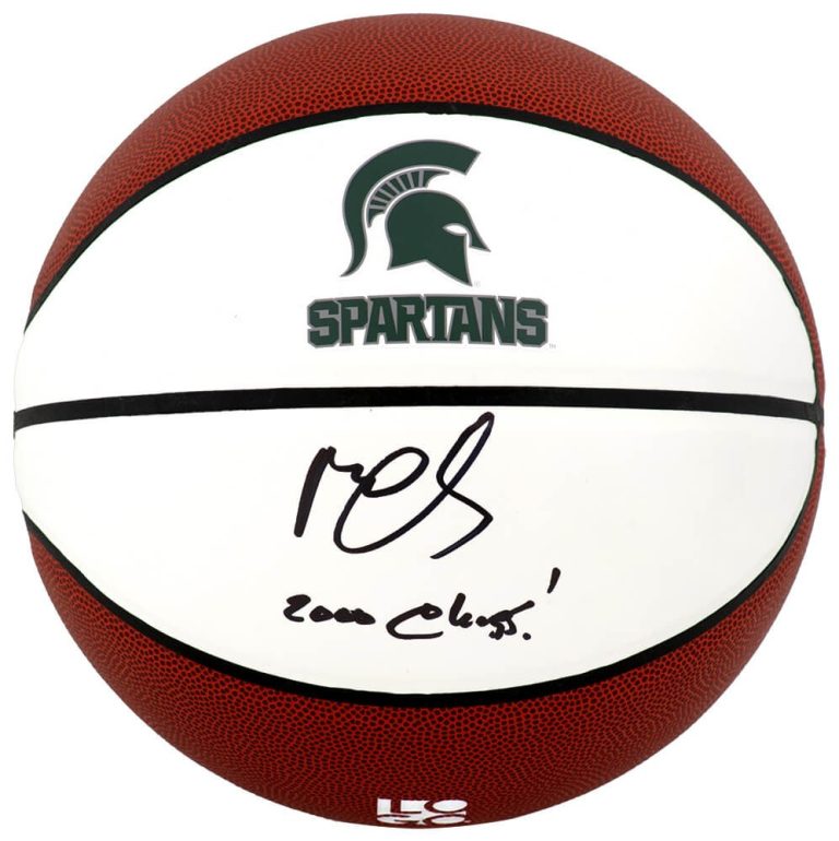 Mateen Cleaves Signed Michigan State White Logo Basketball w/Champs - (SS COA)