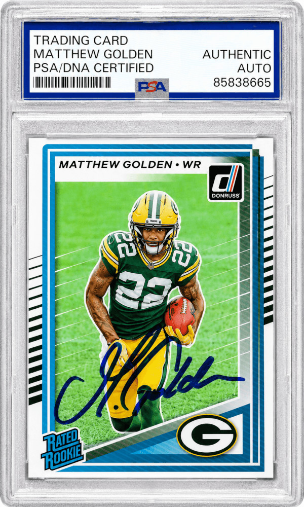 Matthew Golden Signed Packers 2025 Donruss Rate RC Football Card #311 -(PSA/DNA)