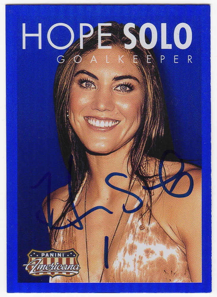 Hope Solo Signed 2015 Panini Americana Blue Trading Card #6 - (SCHWARTZ COA)