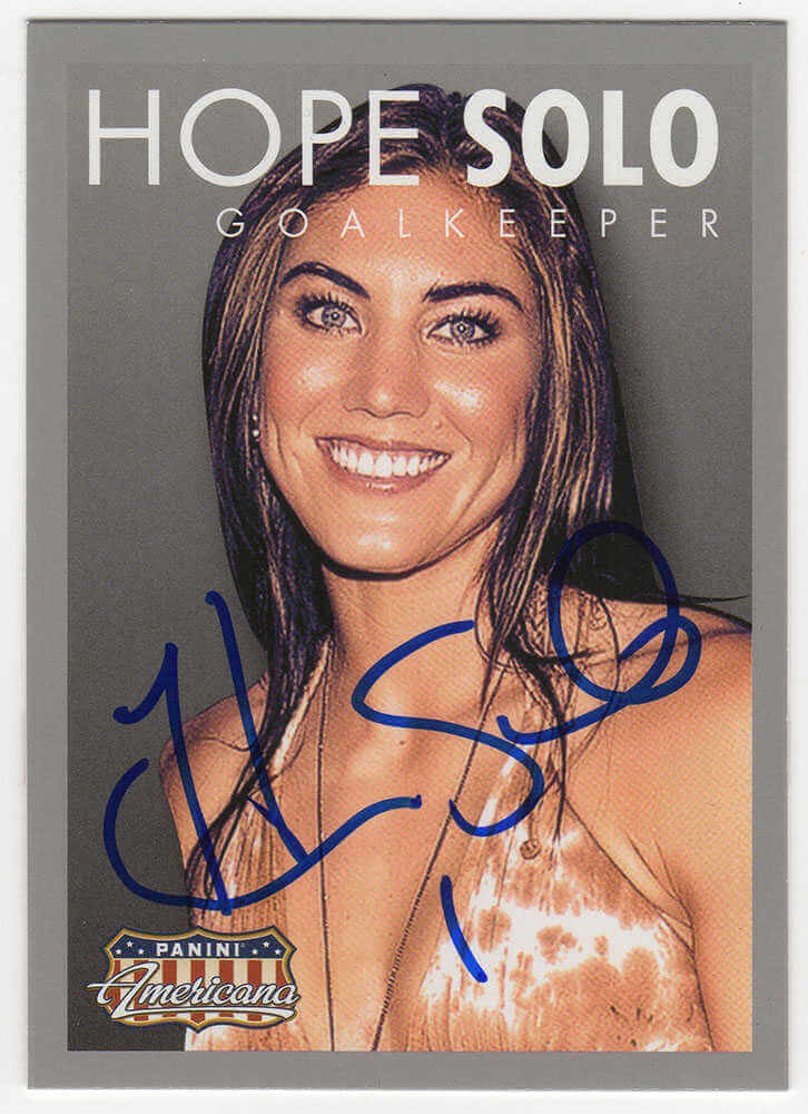 Hope Solo Signed 2015 Panini Americana Silver Trading Card #6 - (SCHWARTZ COA)