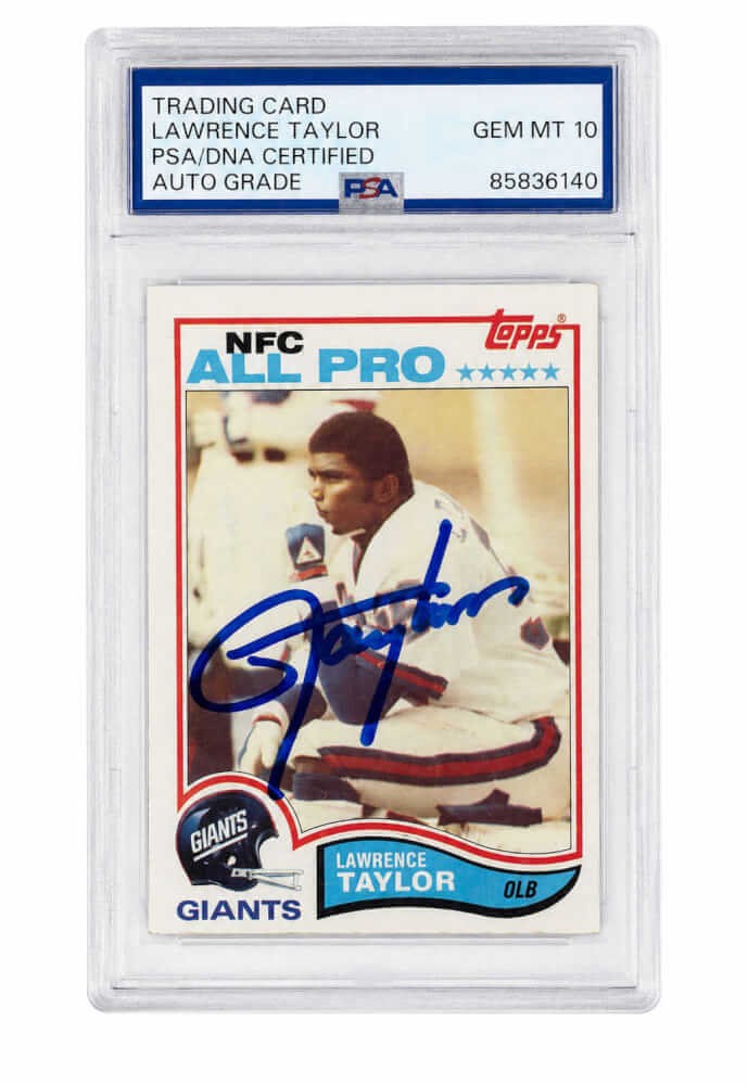 Lawrence Taylor Signed Giants 1982 Topps Football Rookie Card #434 - PSA Auto 10