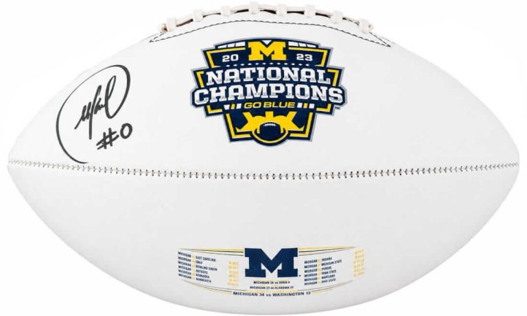 Mike Sainristil Signed Michigan 2003 National Champs Logo White Football -SS COA