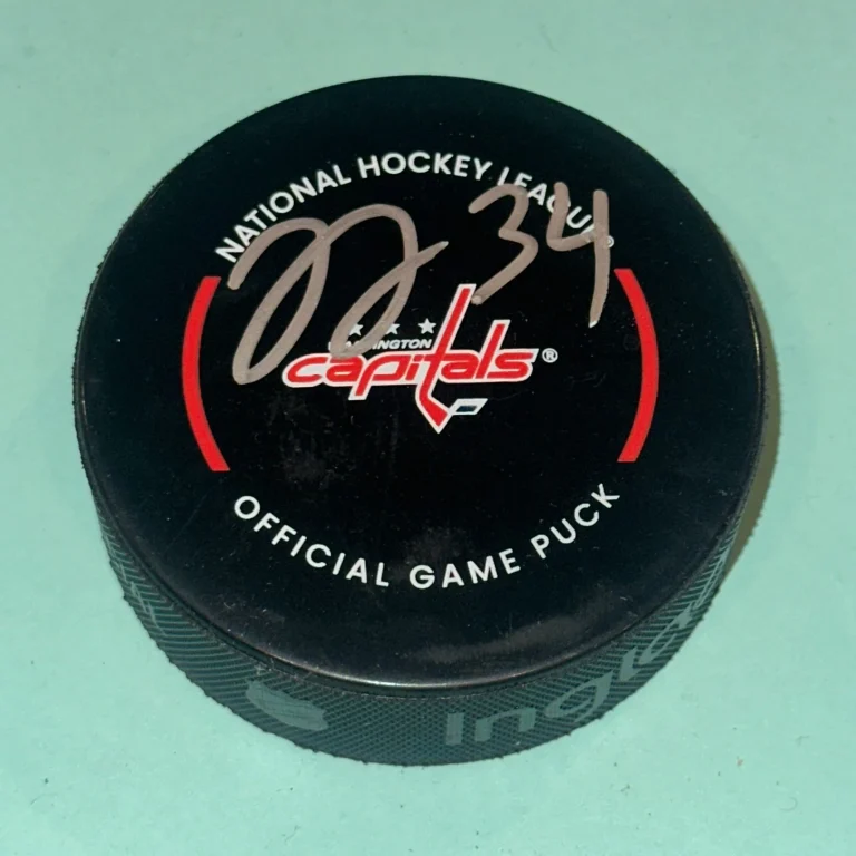 JUSTIN SOURDIF Signed Washington CAPITALS Official GAME Puck Beckett (BAS)