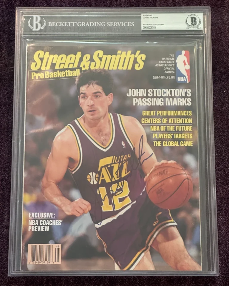 JOHN STOCKTON Signed STREET & SMITH'S Magazine Beckett & Encapsulated NO Label