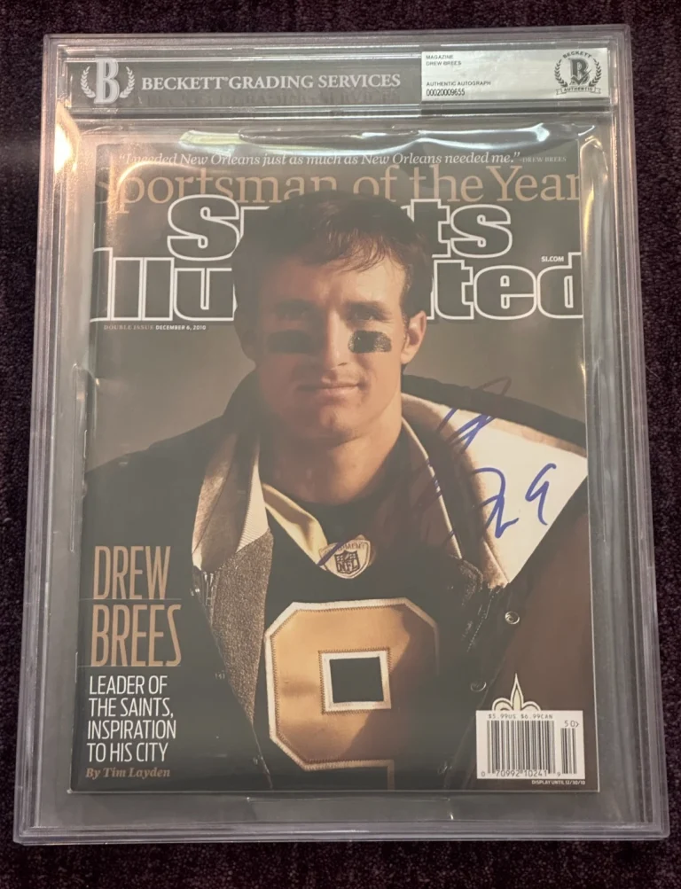DREW BREES Signed SPORTS ILLUSTRATED Magazine Beckett & Encapsulated NO Label