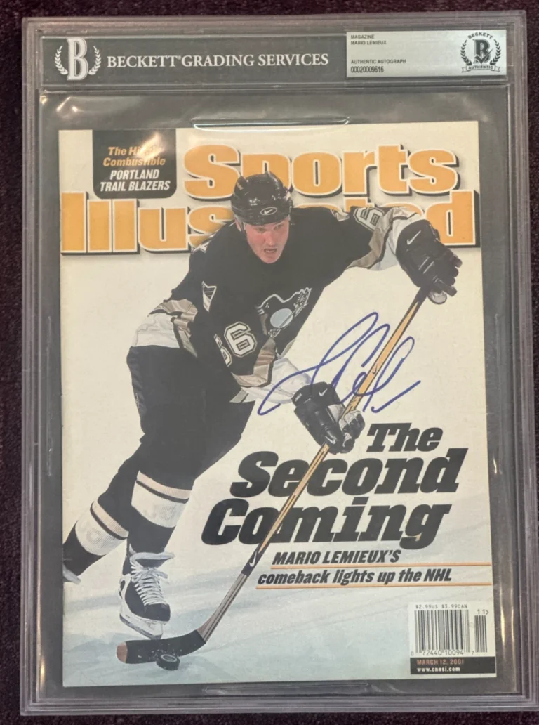 MARIO LEMIEUX Signed SPORTS ILLUSTRATED Magazine BAS & Encapsulated NO Label