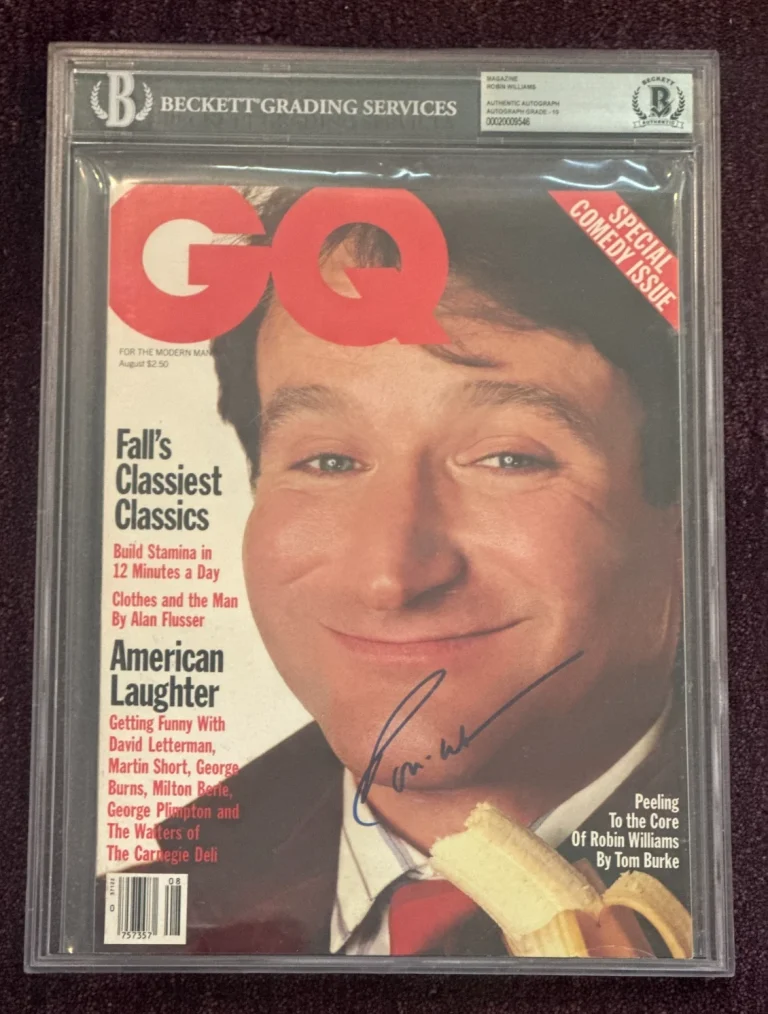 ROBIN WILLIAMS Signed Jan 1991 GQ Magazine BAS & Encapsulated NO Label AUTO 10